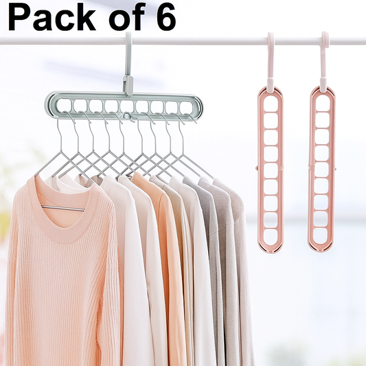 Adjustable & Foldable Multi-Functional Plastic Clothes Hanger – Anti-Slip, Space-Saving Garment Drying Rack (Multicolor, BUY 1 GET 6)